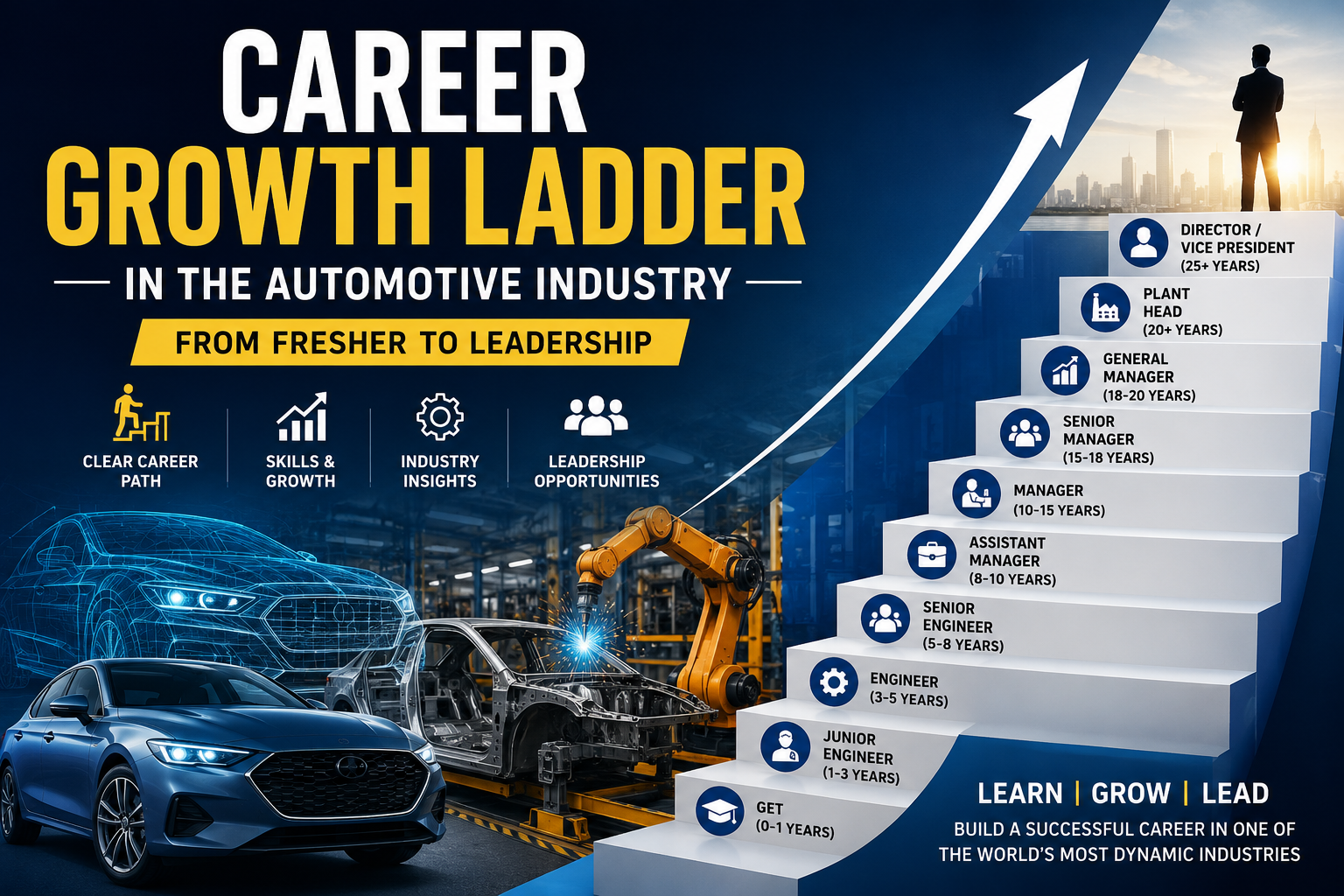Career Growth Ladder in the Automotive Industry: From Fresher to Leadership